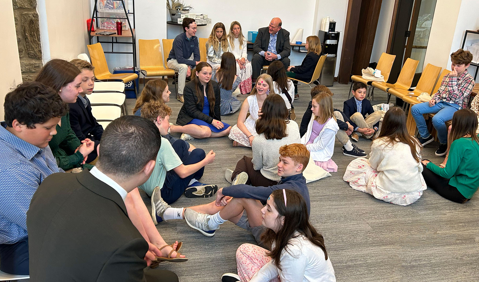 Youth gathering in the gym lounge at Bryn Mawr Presbyterian Church