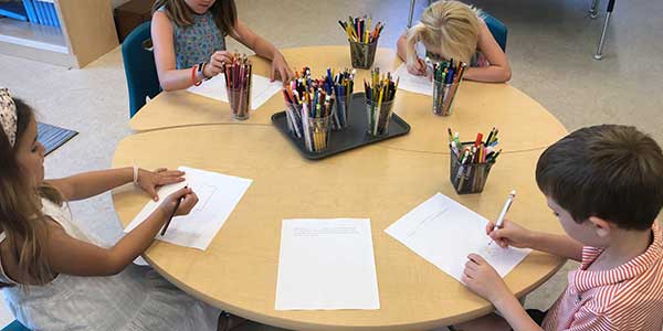 Sunday school teacher presents lesson to young children at Bryn Mawr Presbyterian Church